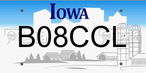 B08CCL Iowa License Plate