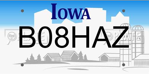 B08HAZ Iowa License Plate