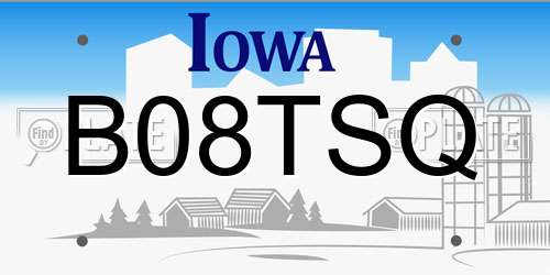 B08TSQ Iowa License Plate