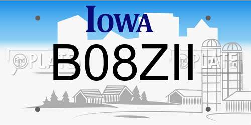 B08ZII Iowa License Plate