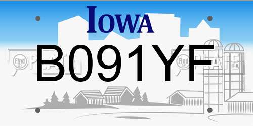 B091YF Iowa License Plate