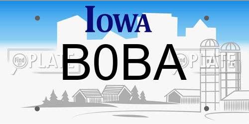 B0BA Iowa License Plate