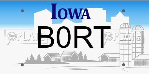 B0RT Iowa License Plate