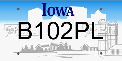 B102PL Iowa License Plate