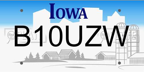 B10UZW Iowa License Plate