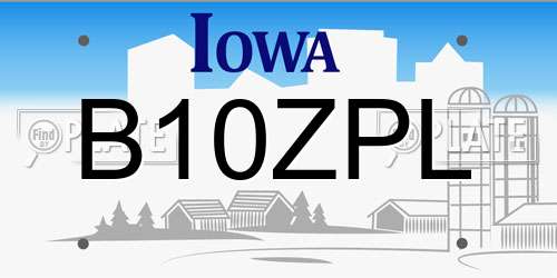 B10ZPL Iowa License Plate