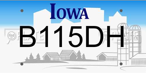 B115DH Iowa License Plate