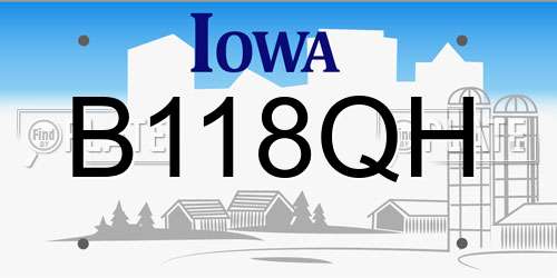B118QH Iowa License Plate