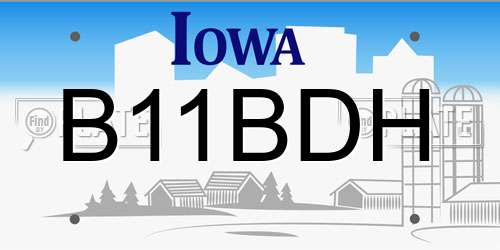B11BDH Iowa License Plate