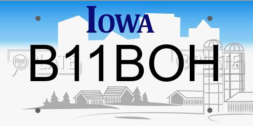 B11BOH Iowa License Plate