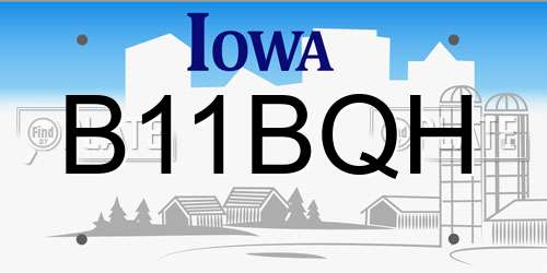 B11BQH Iowa License Plate