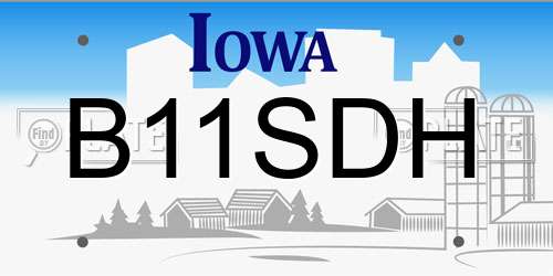 B11SDH Iowa License Plate