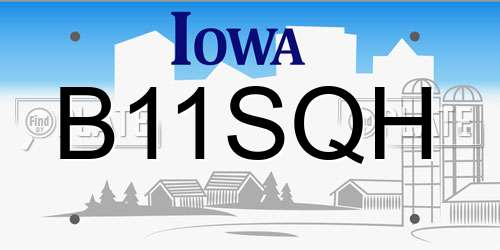 B11SQH Iowa License Plate