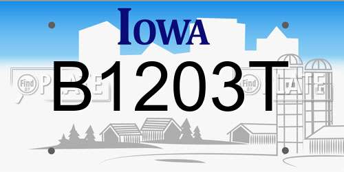 B1203T Iowa License Plate