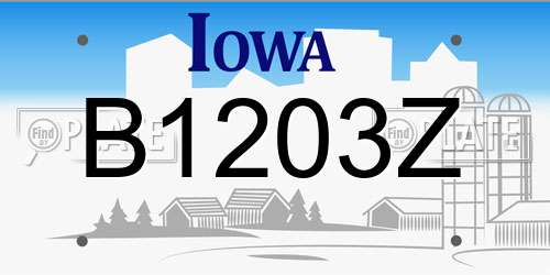 B1203Z Iowa License Plate