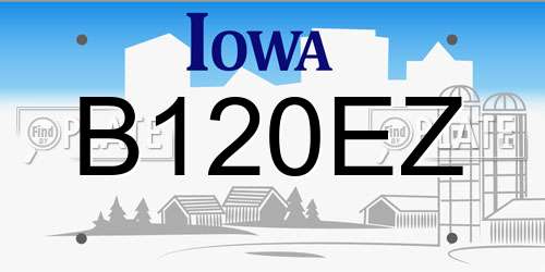 B120EZ Iowa License Plate