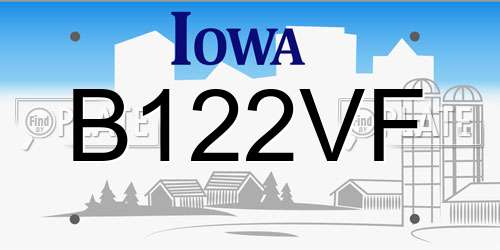 B122VF Iowa License Plate