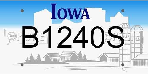 B1240S Iowa License Plate