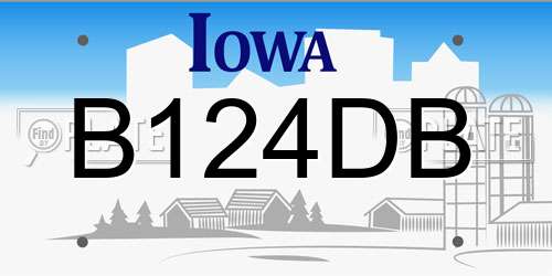 B124DB Iowa License Plate