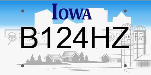 B124HZ Iowa License Plate