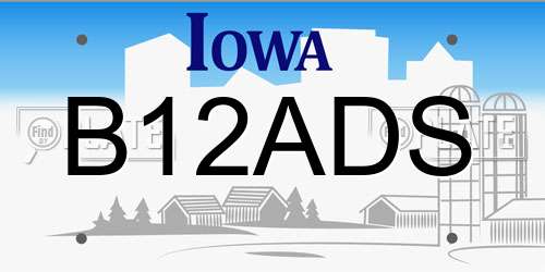 B12ADS Iowa License Plate