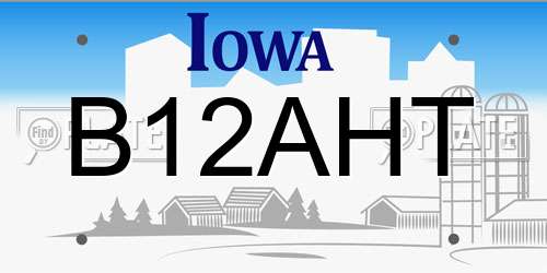 B12AHT Iowa License Plate