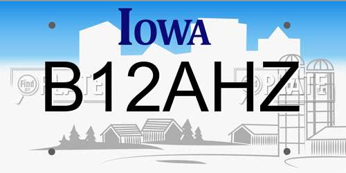 B12AHZ Iowa License Plate