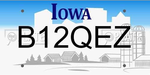 B12QEZ Iowa License Plate