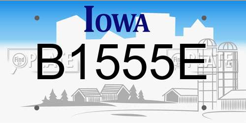 B1555E Iowa License Plate