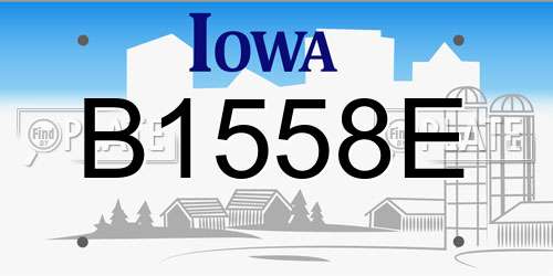 B1558E Iowa License Plate