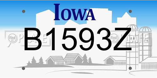 B1593Z Iowa License Plate