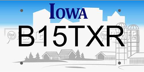 B15TXR Iowa License Plate