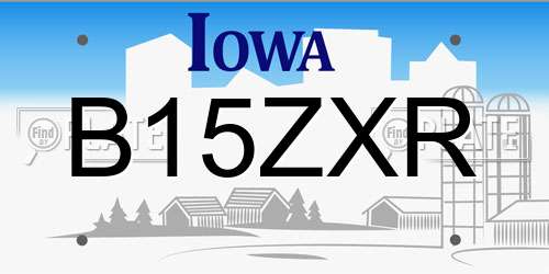 B15ZXR Iowa License Plate
