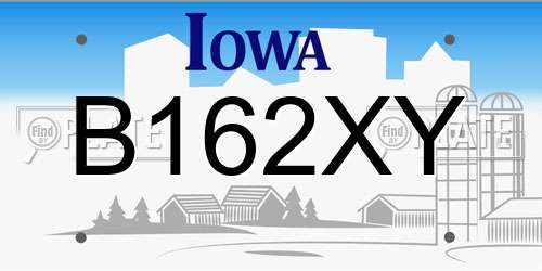 B162XY Iowa License Plate