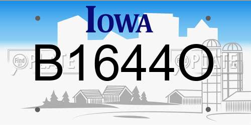 B1644O Iowa License Plate