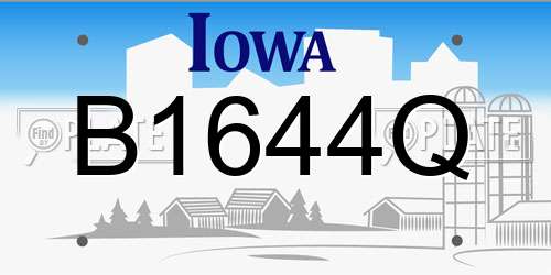 B1644Q Iowa License Plate