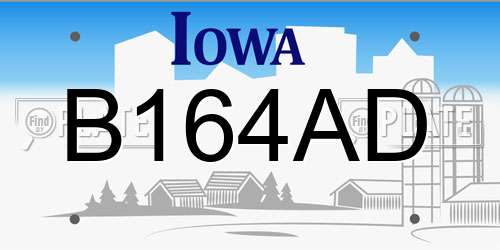 B164AD Iowa License Plate