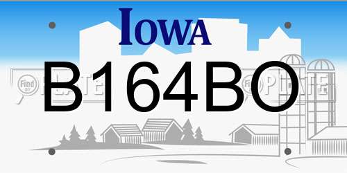 B164BO Iowa License Plate