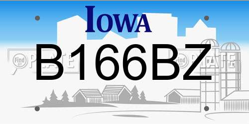 B166BZ Iowa License Plate
