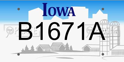 B1671A Iowa License Plate