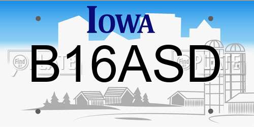 B16ASD Iowa License Plate