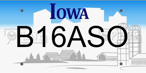 B16ASO Iowa License Plate