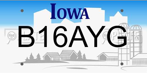 B16AYG Iowa License Plate