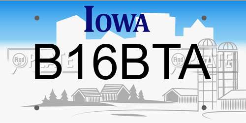 B16BTA Iowa License Plate