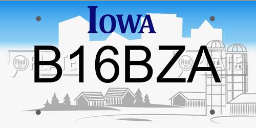 B16BZA Iowa License Plate