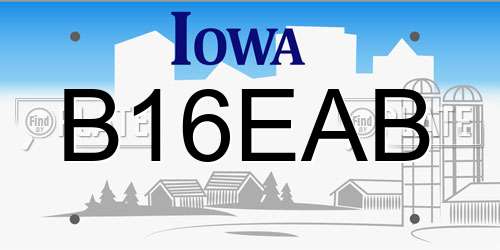 B16EAB Iowa License Plate