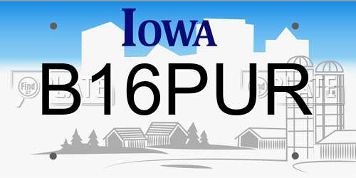 B16PUR Iowa License Plate