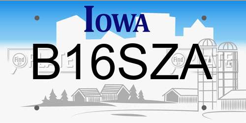 B16SZA Iowa License Plate
