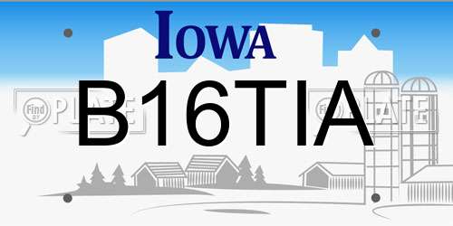 B16TIA Iowa License Plate