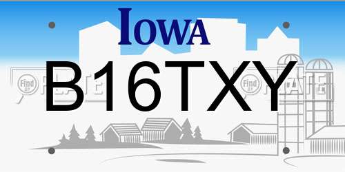 B16TXY Iowa License Plate